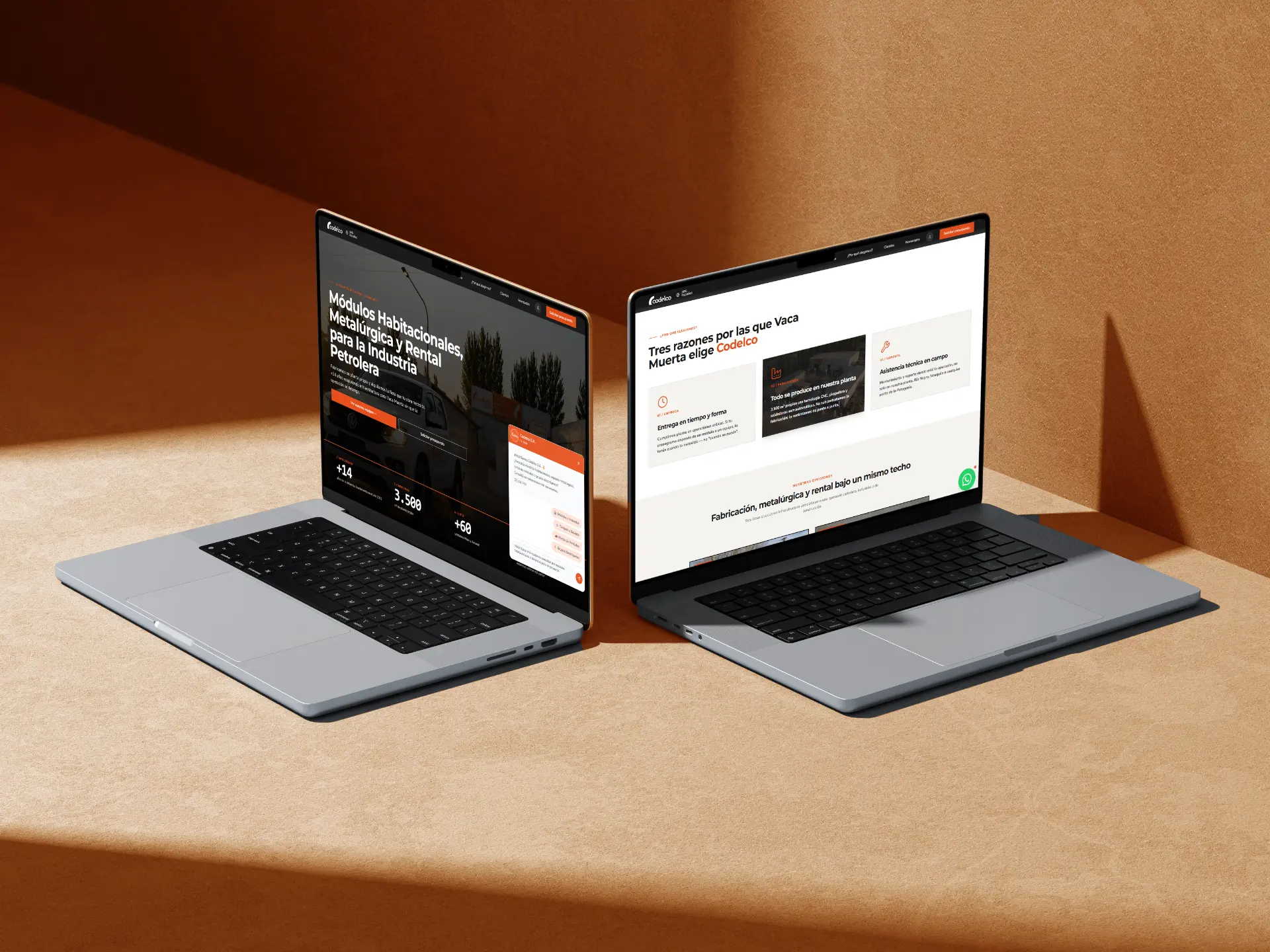 Secciones de la nueva web de Codelco en computadoras