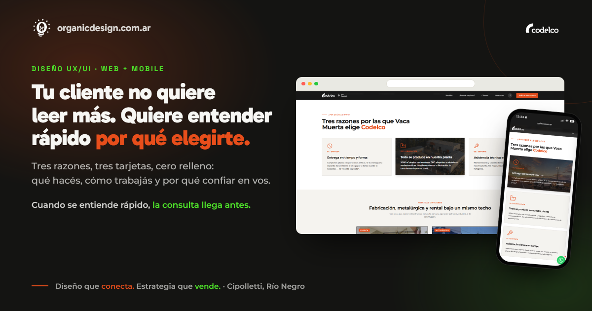 Diseño UX/UI de la web de Codelco S.A.: tres razones por las que Vaca Muerta elige Codelco