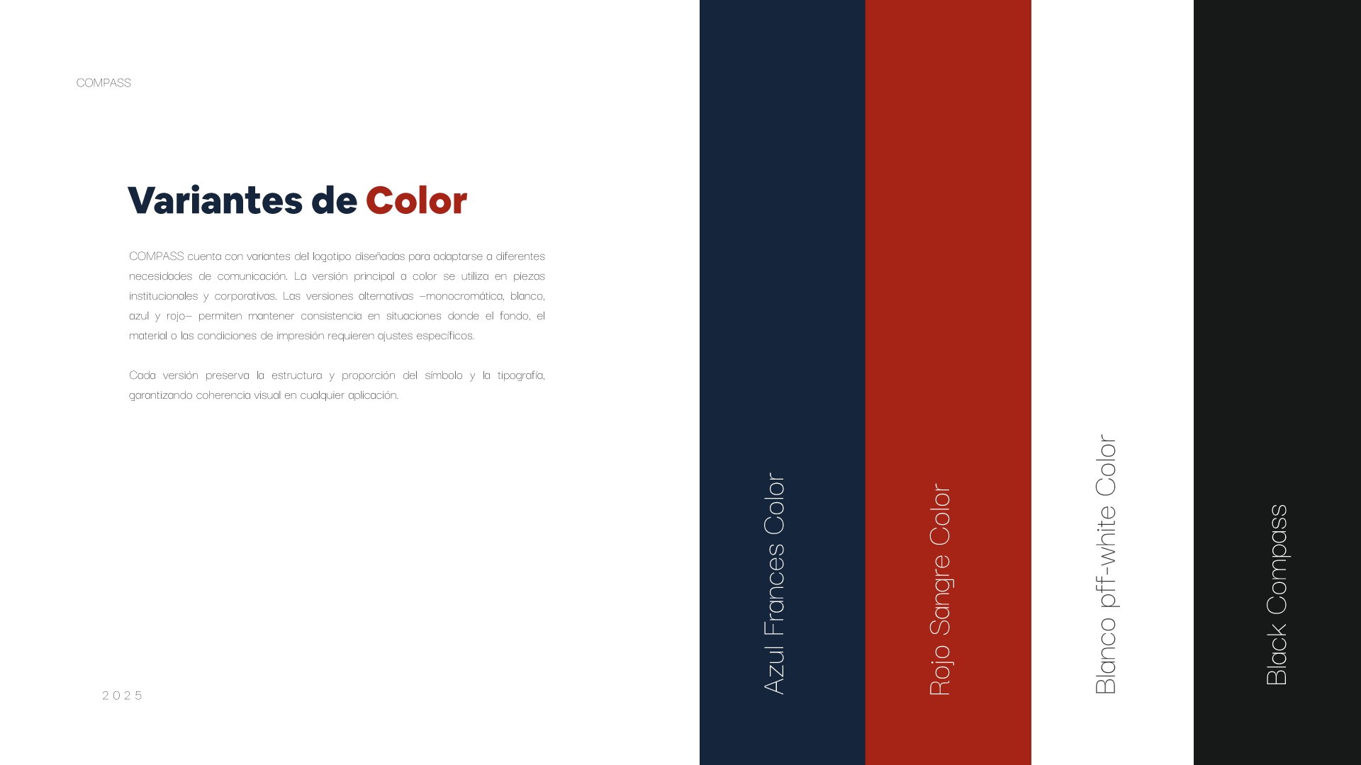 Variantes de color del logo COMPASS para distintos fondos y aplicaciones