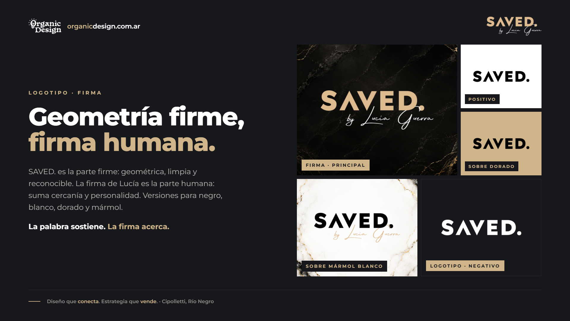 Logotipo de SAVED: versiones SAVED, SAVED by Lucía Guerra y S. by Lucía Guerra